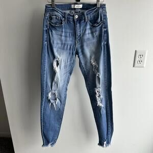 KANCAN Women’s Blue Jeans Skinny With Holes Size 9/28 Pre Owned